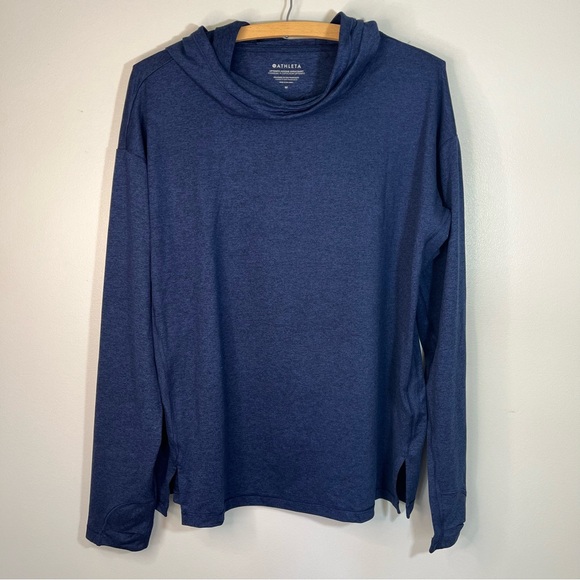 Athleta Uptempo Lightweight Women's Navy Blue Hoodie Top Sweatshirt Size… - Picture 2 of 11